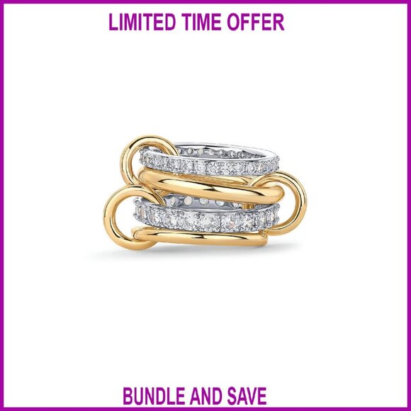 Amazon.com: AllenCOCO 14K Gold Plated Stackable Rings, 3  14K Gold Plated Stackable Rings Set with Cubic Zirconia Stones